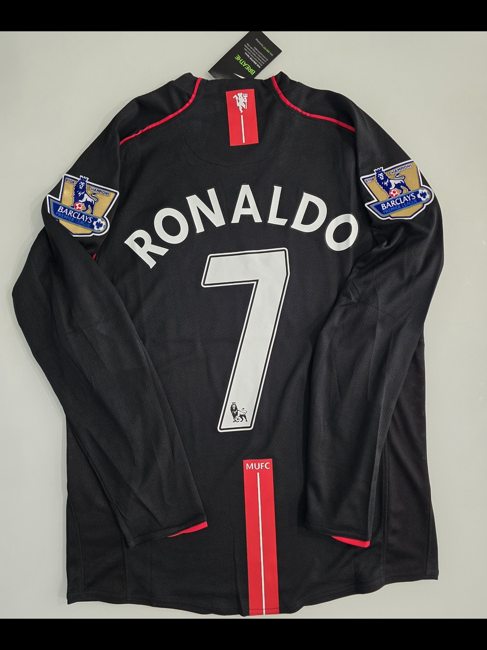 Manchester United Ronaldo #7 Black Long-Sleeve Football Jersey